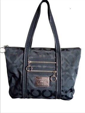 Vintage 2009 Poppy Coach Signature Canvas Tote Bag